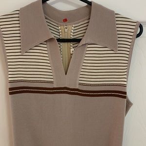70’s tan and brown collard dress. Size medium